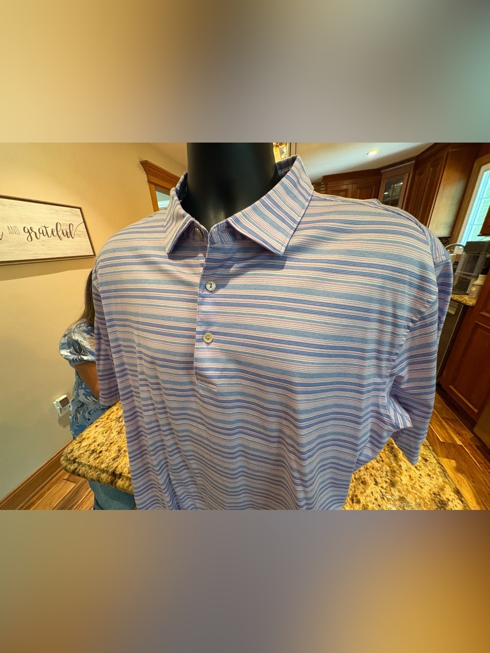 Peter Millar Men's golf. Sharp blue/purple striped.